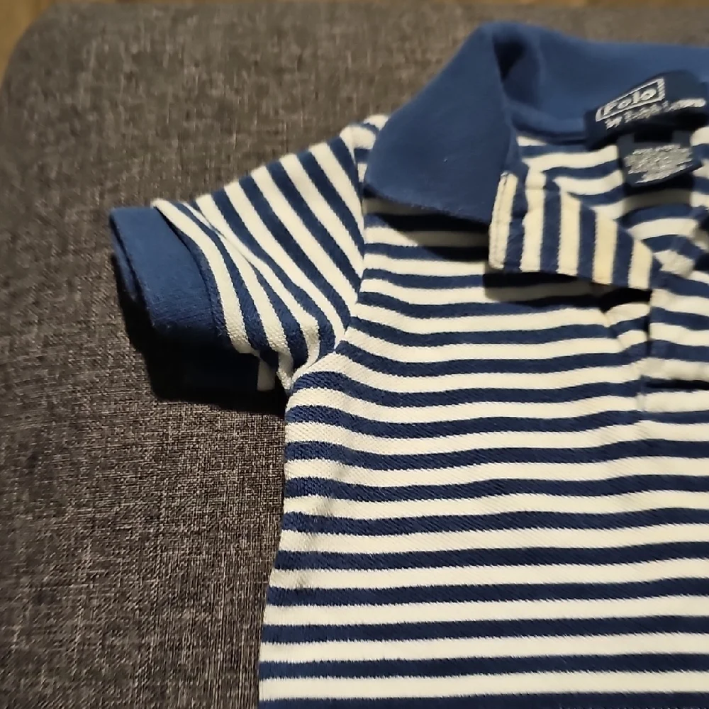 Polo Ralph Lauren Navy White Striped Polo Blue White 12 Months Toddler Shirt